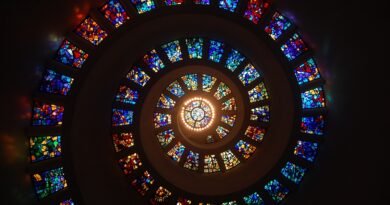 stained glass, spiral, circle