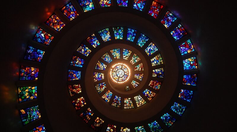 stained glass, spiral, circle