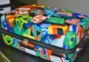 suitcase, luggage, multicoloured