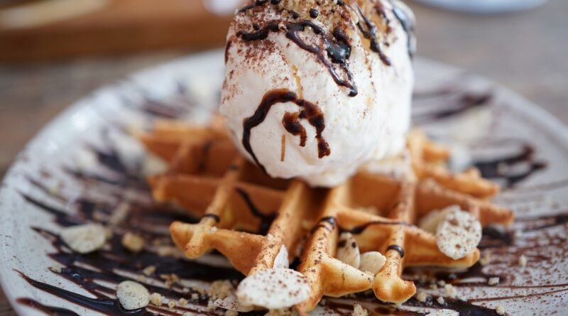 waffle, candy, ice cream