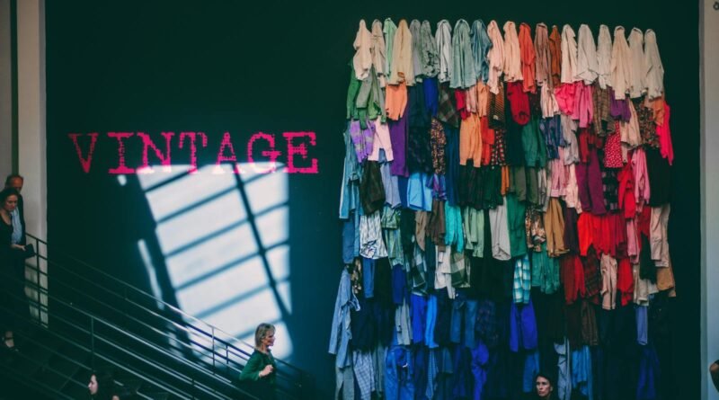 Bunch of vintage clothes on wall