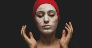 woman with red hijab on her head