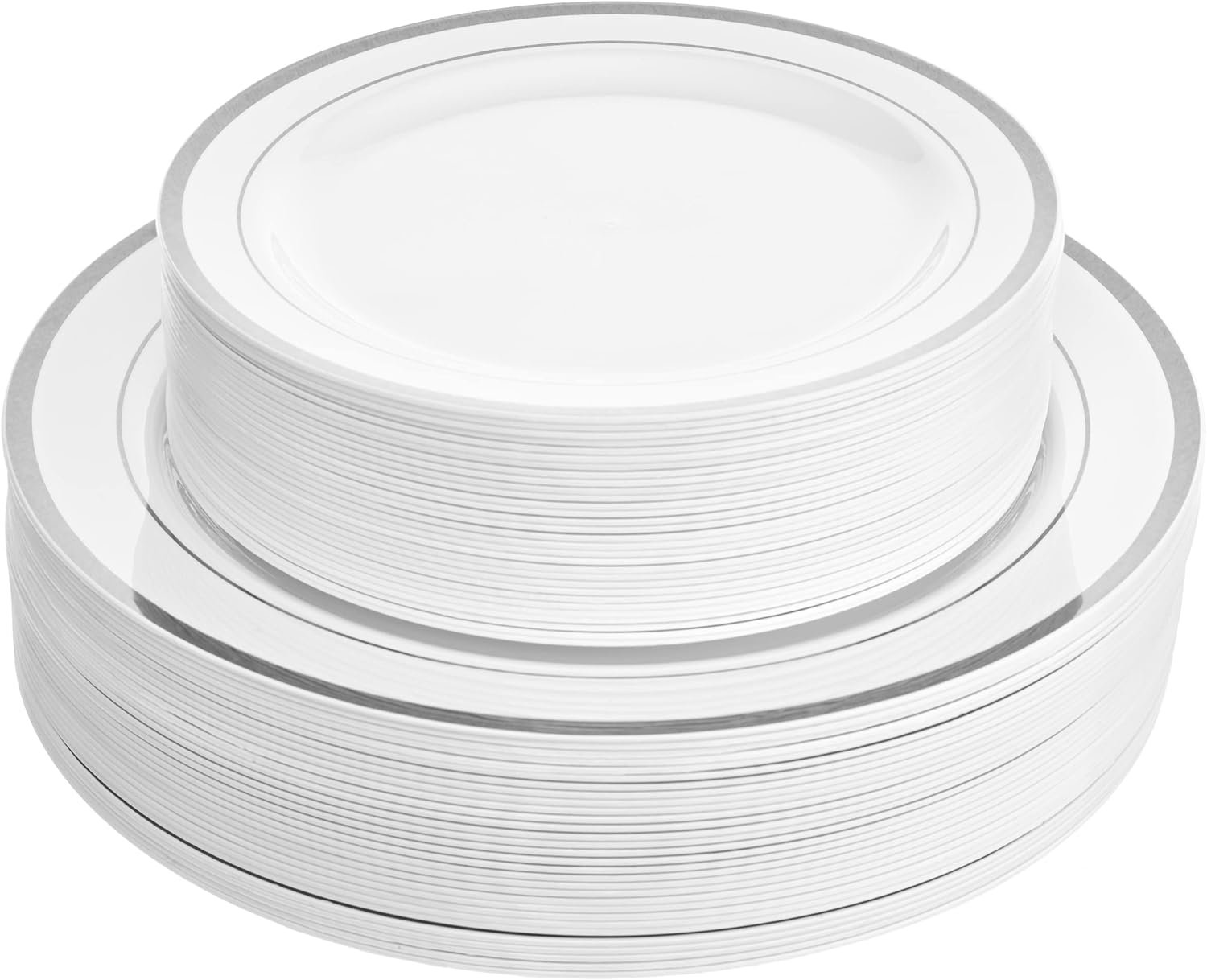 Aya's 60 Silver Plastic Plates Disposable