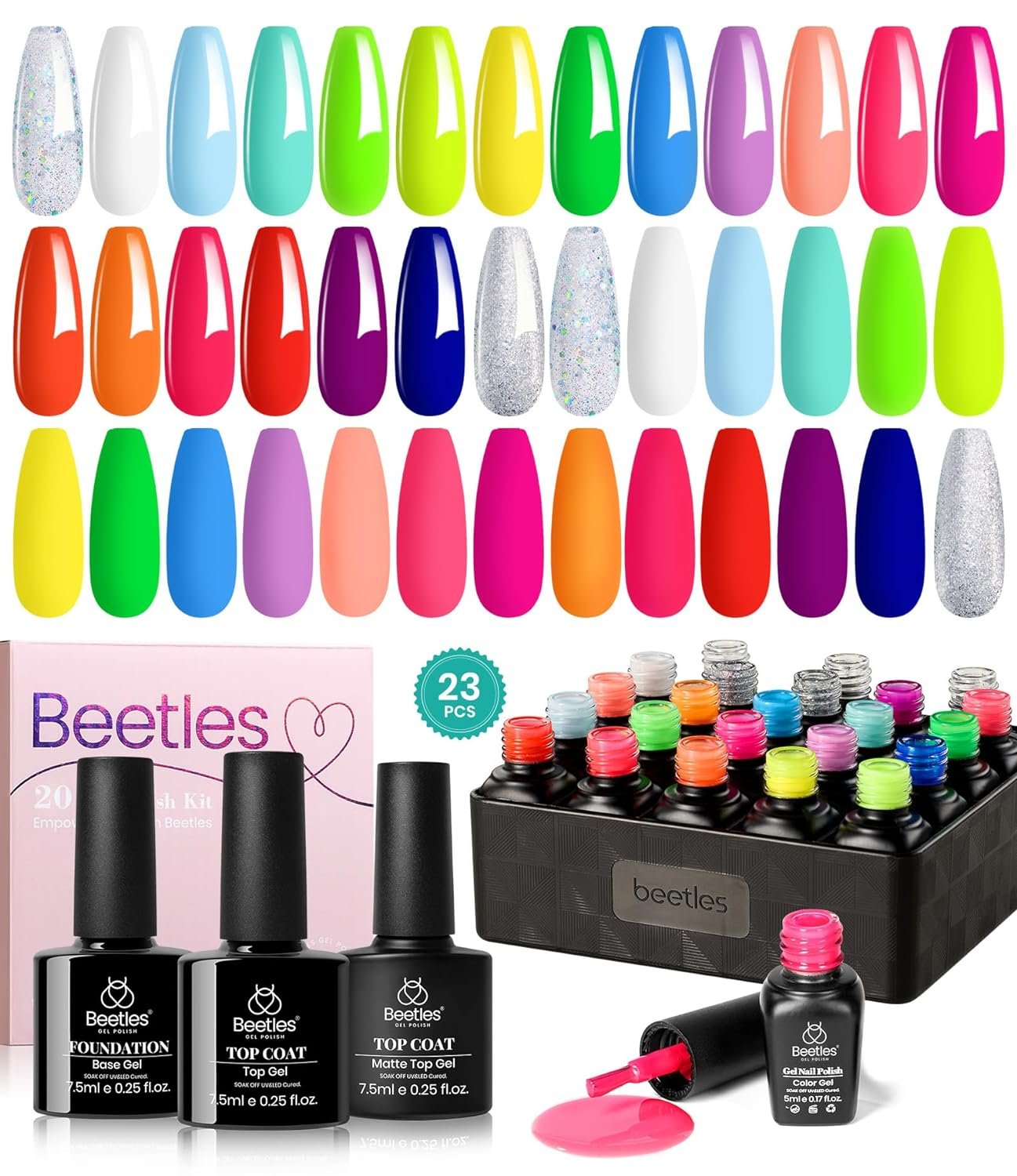 Beetles Gel Polish Set 23Pcs Summer Neon Gel Nail Polish Kit