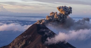 volcano, mountain, sunrise