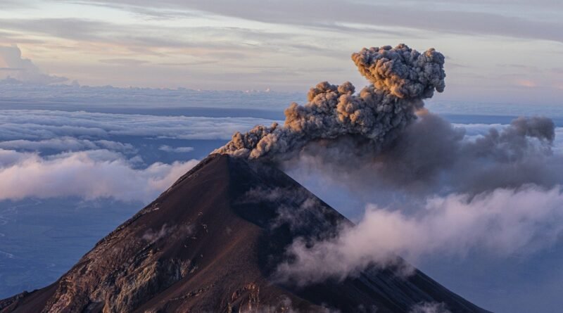 volcano, mountain, sunrise