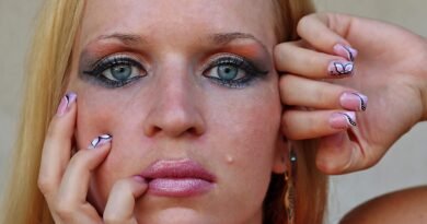 orange makeup, woman, facial