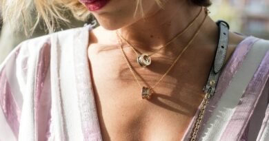 woman wearing gold-colored ring pendant necklaces